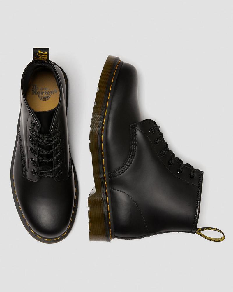 Dr Martens 101 Yellow Stitch Smooth Læder Ankelstøvler Herre Sort | DK 413HAP